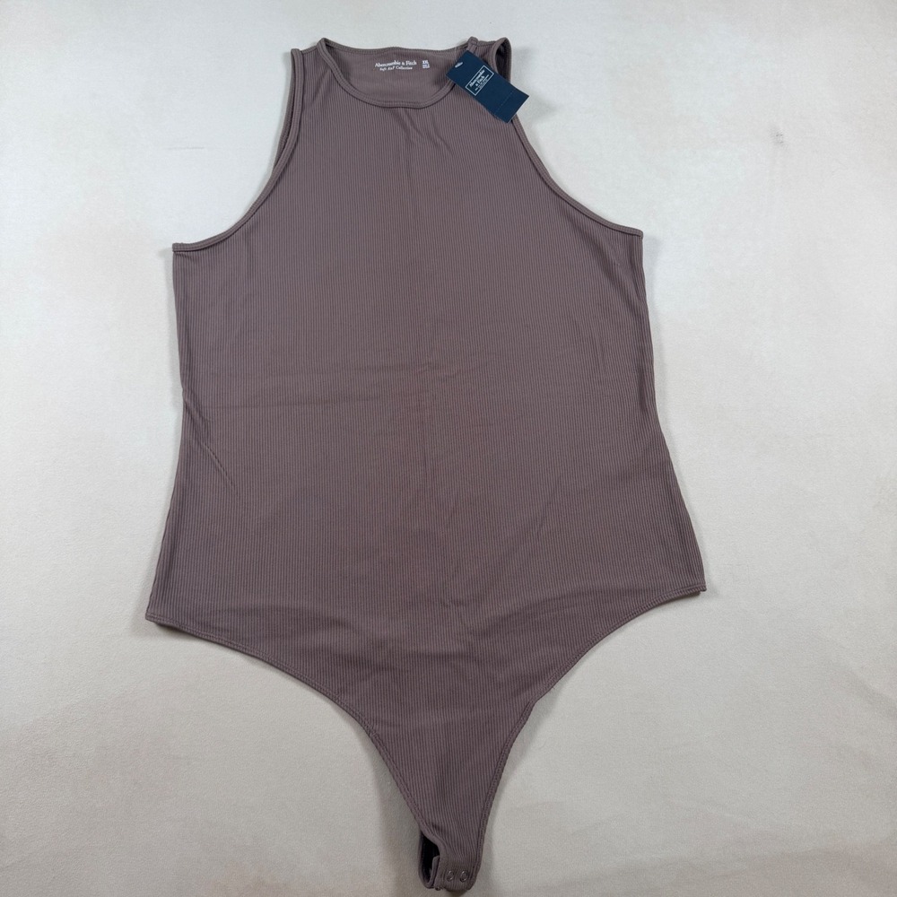 Abercrombie & Fitch XXL Soft A&F Ribbed Tank Bodysuit Brown NWT $45 Minimalist